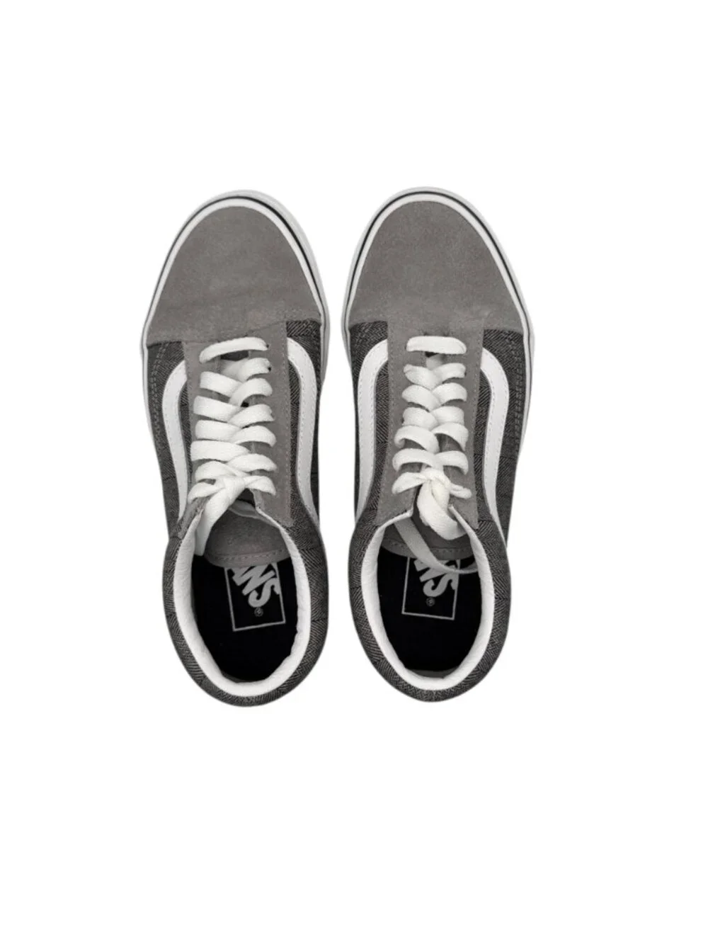 Vans Unisex Low Top Old Skool Gray White Suede Canvas Lace Up Sneakers‎ (5)